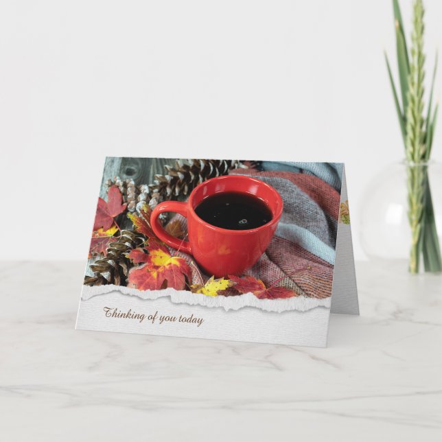 Tarjeta Coffee Mug In Autumn Leaves Card (Anverso)