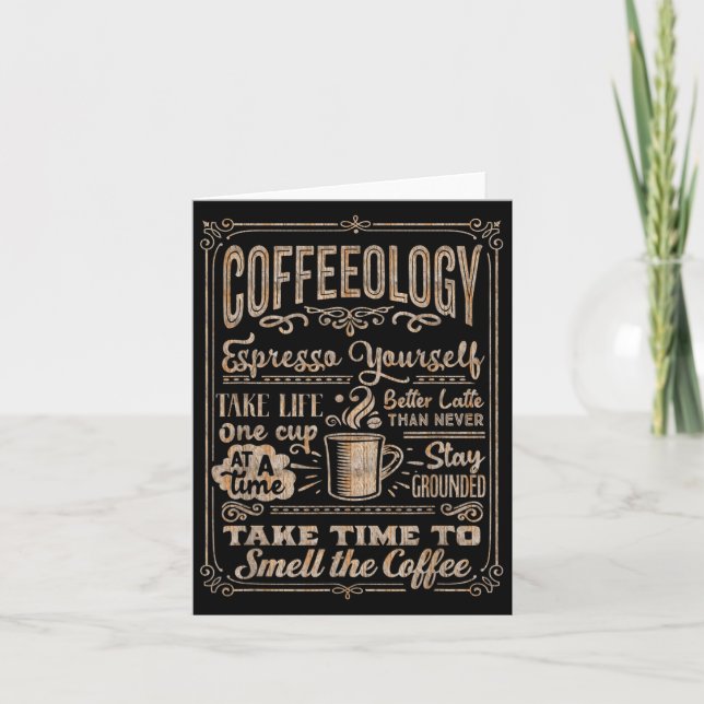 Tarjeta Coffeeología - Funny Inspiradores amantes del café (Anverso)