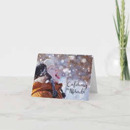 Tarjeta Cogida de un milagro, copo de nieve de cogida del