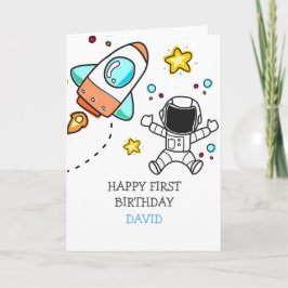 Tarjeta Cohete del Astronauta Astronauta del Primer Cumple