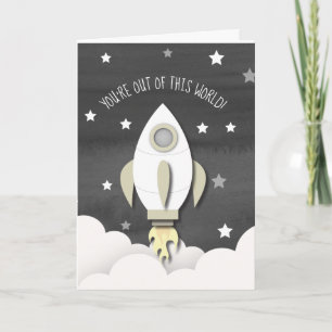 Tarjeta Cohete fuera de este mundo del espacio exterior de