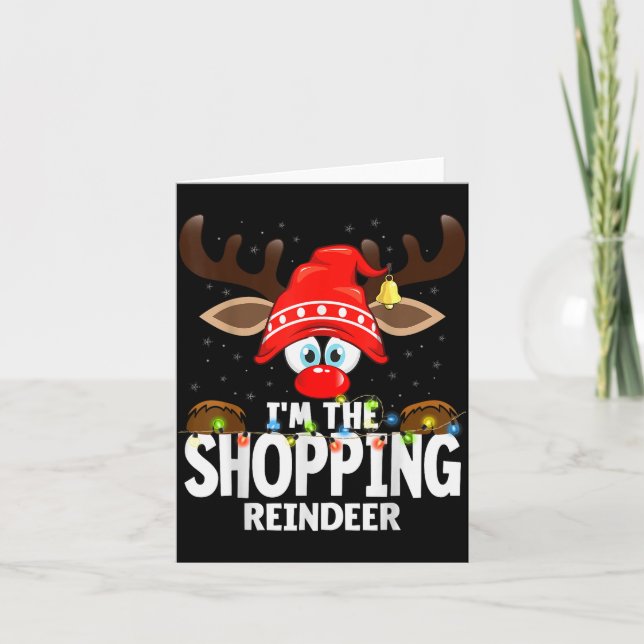 Tarjeta Coincidencia de Navidad Soy el Reno de Compras (Anverso)