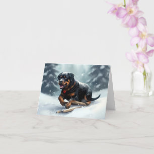 Tarjeta Cojín decorativo de invierno de rottweiler Navidad