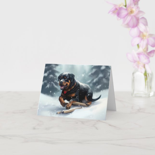 Tarjeta Cojín decorativo de invierno de rottweiler Navidad (Orquídea)