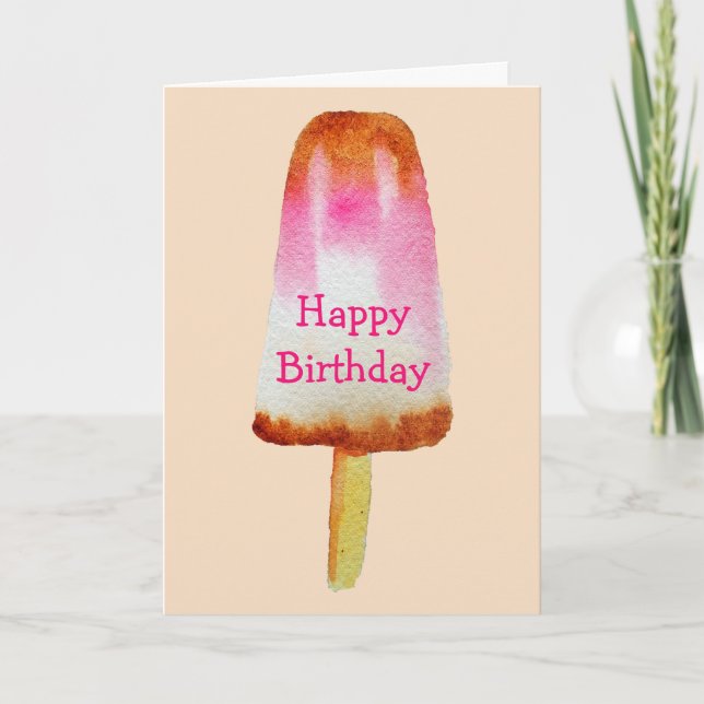 Tarjeta Cola popsicle lindo cumpleaños de la acuarela de v (Anverso)