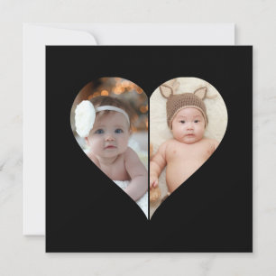 Tarjeta Colage de 2 Fotos en Forma de Corazón