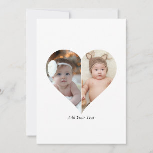 Tarjeta Colage de 2 Fotos en Forma de Corazón
