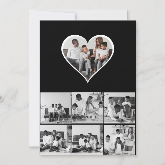 Tarjeta Colage de fotos 7 en blanco y negro (Anverso)