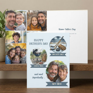 Tarjeta Colage de Fotos de Papá Hockey y Parrilla Día del 