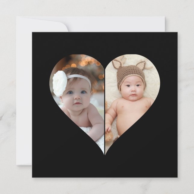 Tarjeta Colaje de 2 Fotos en Forma de Corazón (Anverso)