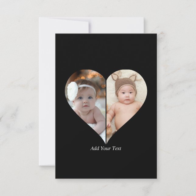 Tarjeta Colaje de 2 Fotos en Forma de Corazón (Anverso)