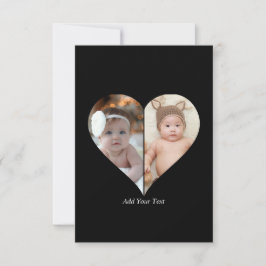 Tarjeta Colaje de 2 Fotos en Forma de Corazón