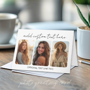 Tarjeta Colaje de 3 fotos con guión saltarín de moda