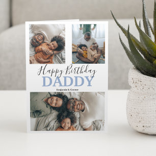 Tarjeta Colaje de 3 fotos moderno   Cumpleaños