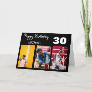 Tarjeta Colaje de 3 fotos personalizadas con estilo   Cump