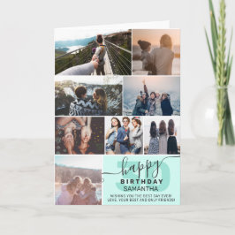 Tarjeta Colaje de 8 fotos mint modern para cumpleaños de c