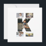 Tarjeta Colaje de Fotos con Letra K en Blanco y Negro<br><div class="desc">Este colaje de fotos con monograma es un diseño personalizado que combina un monograma audaz (iniciales o una letra) con una colección de fotos dispuestas artísticamente dentro o alrededor de él. Es una forma elegante de mostrar recuerdos mientras se añade un toque único y elegante a la decoración o a...</div>