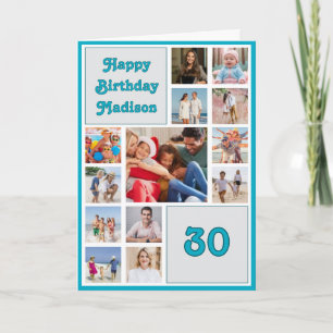 Tarjeta colaje de fotos de cumpleaños de 30 años (o cualqu