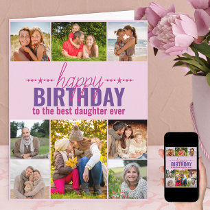 Tarjeta Colaje de fotos de cumpleaños de hija personalizad