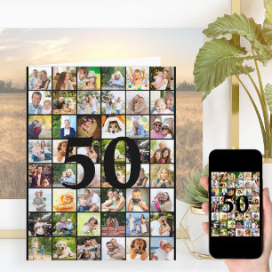 Tarjeta Colaje de fotos del 50 cumpleaños o cualquier edad
