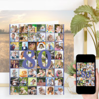 Colaje de fotos del 80 cumpleaños o cualquier edad