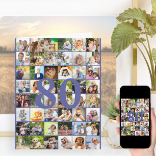 Tarjeta Colaje de fotos del 80 cumpleaños o cualquier edad
