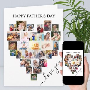 Tarjeta Colaje de Fotos del Día del Padre con Corazón y Le