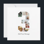 Tarjeta Colaje de Fotos en Blanco y Negro Número 3<br><div class="desc">Este producto personalizable es donde las fotos se organizan para formar la forma de un número. A menudo se utiliza para celebraciones de hitos como cumpleaños, aniversarios o logros, lo que permite a los usuarios mostrar imágenes memorables dentro de una sola exhibición llamativa. Los diseños suelen ofrecer espacios para varios...</div>