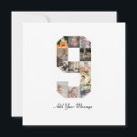Tarjeta Colaje de fotos en blanco y negro número 9<br><div class="desc">Este producto personalizable es donde se organizan las fotos para formar la forma de un número. A menudo se utiliza para celebraciones importantes como cumpleaños, aniversarios o logros, lo que permite a los usuarios mostrar imágenes memorables en una sola exhibición llamativa. Los diseños suelen ofrecer espacios para diferentes tamaños y...</div>