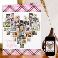 Colaje de Fotos en Forma de Corazón con Cuadros Es