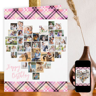 Tarjeta Colaje de Fotos en Forma de Corazón con Cuadros Es