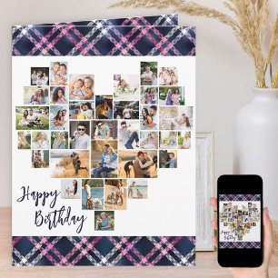 Tarjeta Colaje de Fotos en Forma de Corazón para Cumpleaño