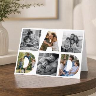 Tarjeta Colaje de Fotos Familiares Arte con Letras para Pa