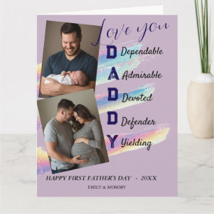 Tarjeta Colaje de Fotos Minimalista DADDY Feliz Día del Pa