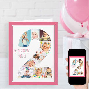Tarjeta Colaje de Fotos Número 2 Cumpleaños de 2 años de n