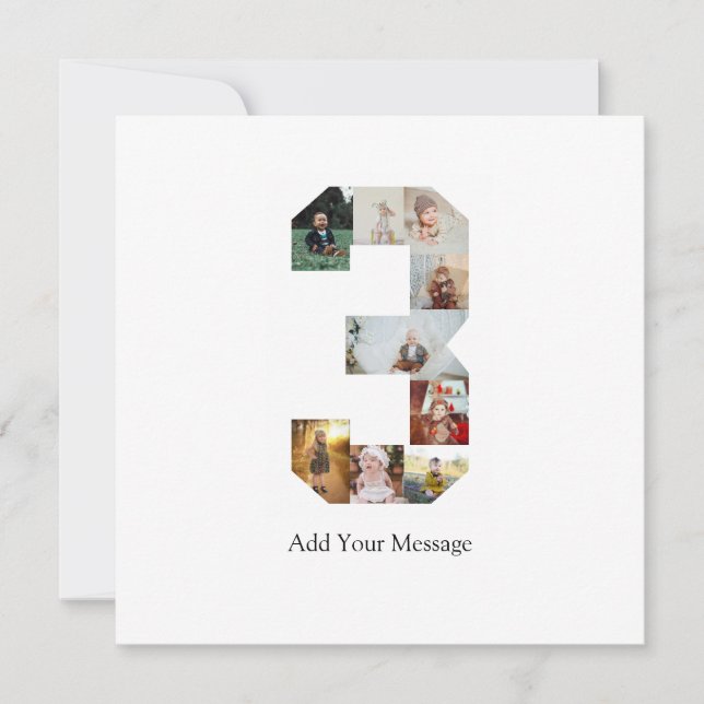 Tarjeta Colaje de fotos número 3 en blanco y negro (Anverso)