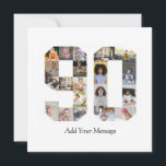 Tarjeta Colaje de fotos número 90<br><div class="desc">Este producto personalizable es donde se organizan fotos para formar la forma de un número. A menudo se utiliza para celebraciones importantes como cumpleaños, aniversarios o logros, lo que permite a los usuarios mostrar imágenes memorables dentro de una sola exhibición llamativa. Los diseños suelen ofrecer espacios para diferentes tamaños y...</div>