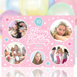 Tarjeta Colaje de Fotos Personalizadas Cumpleaños Niñas Ro