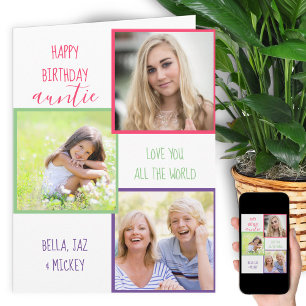 Tarjeta Colaje de fotos personalizadas para cumpleaños de