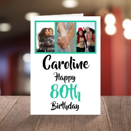 Tarjeta Colaje de fotos personalizado para 80 cumpleaños f
