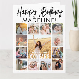 Tarjeta Colaje de Fotos Sobredimensionado Feliz Cumpleaños