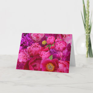 Tarjeta Colaje de Peonía Rosa Caliente