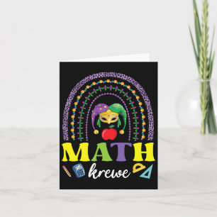 Tarjeta Colas de máscaras Arcoiris Mardi Gras Math Krewe T