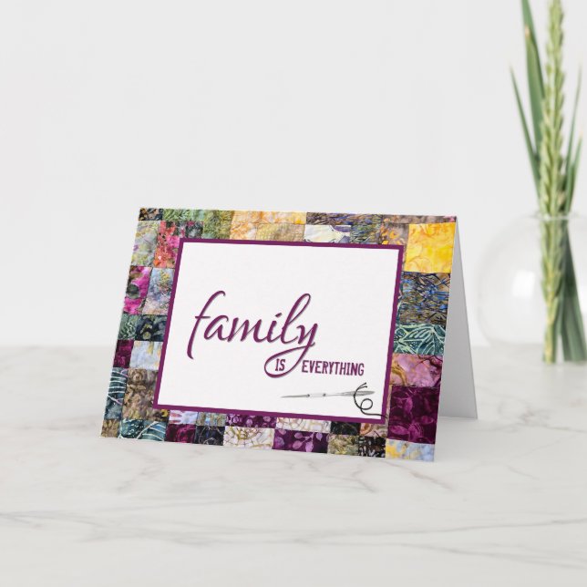 Tarjeta Colcha de cumpleaños y aguja para nuera (Anverso)