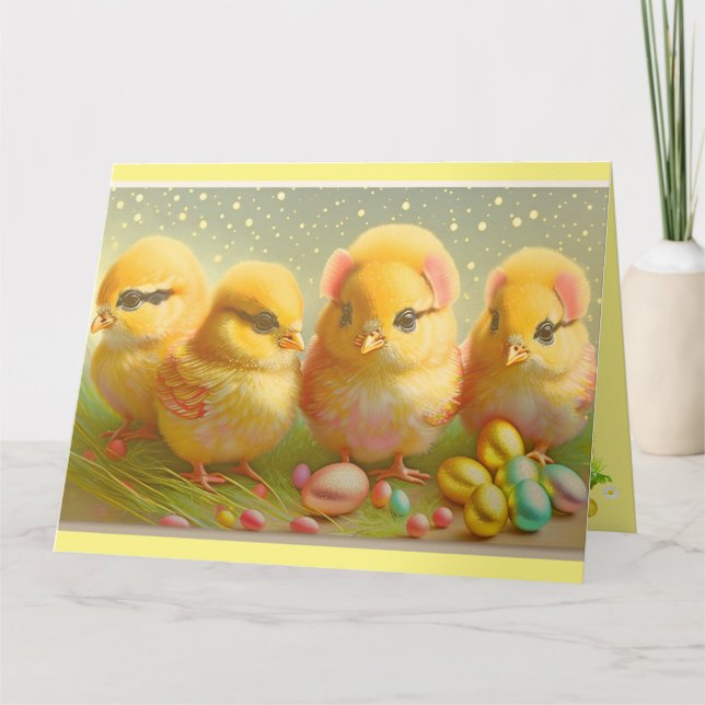 Tarjeta Colección Cute 4 de pollo de Pascua (Anverso)