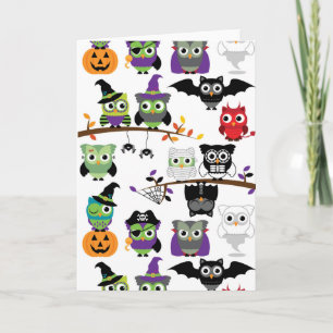 Tarjeta Colección de búhos fantasmagóricos de Halloween