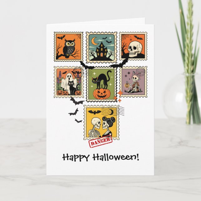 Tarjeta Colección de estampado de halloween vintage (Anverso)