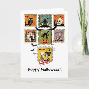 Tarjeta Colección de estampado de halloween vintage