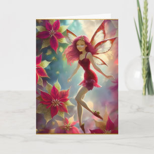Tarjeta Colección de Hadas de Navidad - Cabello Rojo Rosa