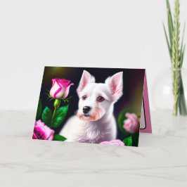 Tarjeta Colección De Perro Dulce Y Rosa